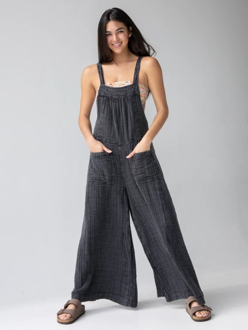 Natural Life Dakota Cotton Tie Overall - Washed Black